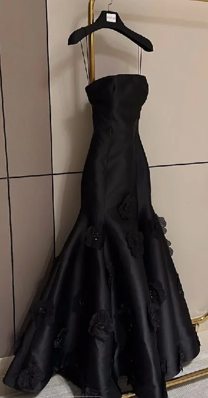 casual slip dressBlack Strapless Flowers Mermaid Evening Dress Formal Prom Dress Y7459