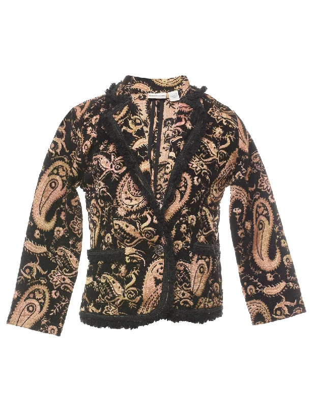 insulated trench coatPaisley Pattern Beige & Black Metallic Tapestry Jacket - S