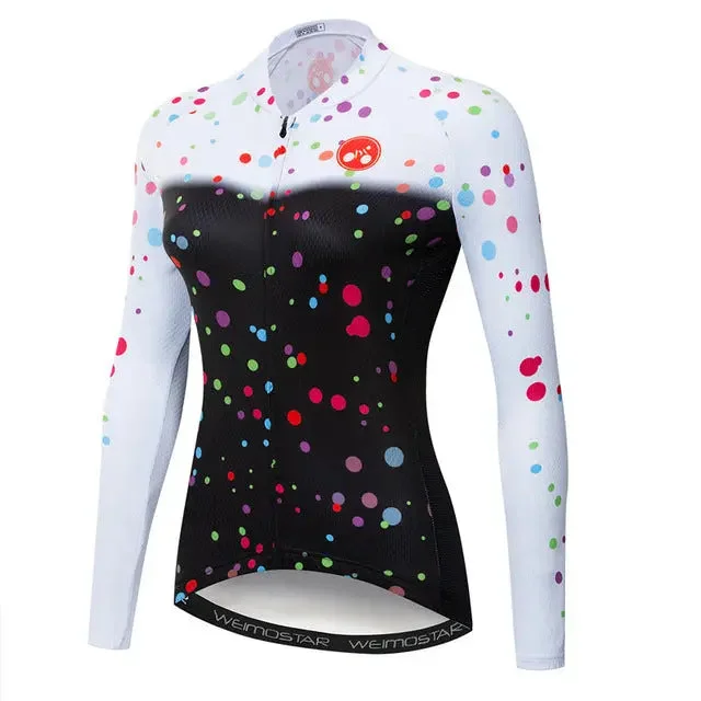 athletic casual sweatshirtPolka Dot Women's Long Sleeve Cycling Jersey