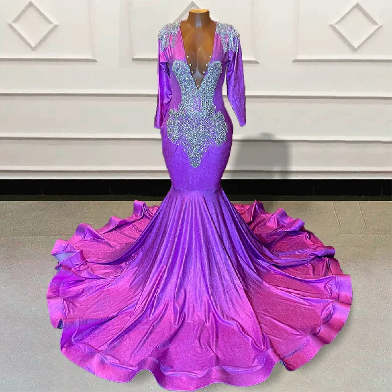 Savings Spectacular casual shift dressGlitter Beaded Purple Mermaid Long Prom Dresses for Graduation Party Full Sleeves Backless Women Custom Formal Evening Gown Savings Spectacular casual shift dressGlitter Beaded Purple Mermaid Long Prom Dresses for Graduation Party Full Sleeves Backless Women Custom Formal Evening Gown