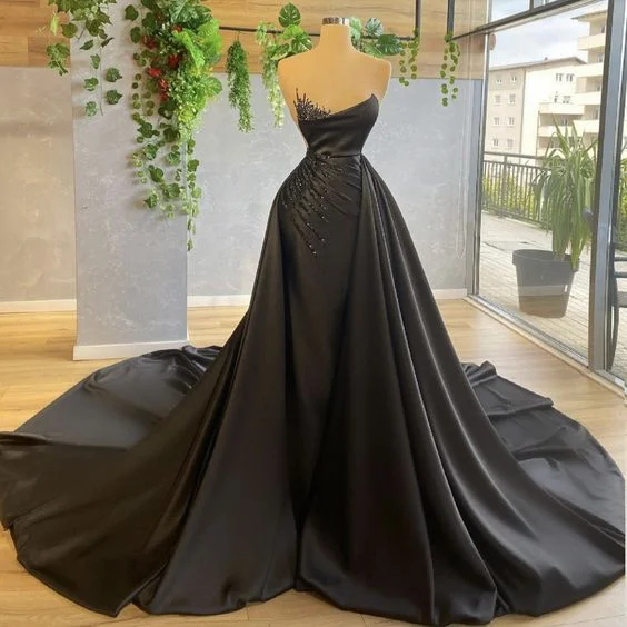 Price Buster trendy dressBlack Detachable Train Prom Dresses For Women Beading Pleated Evening Dresses Y6676 Price Buster trendy dressBlack Detachable Train Prom Dresses For Women Beading Pleated Evening Dresses Y6676