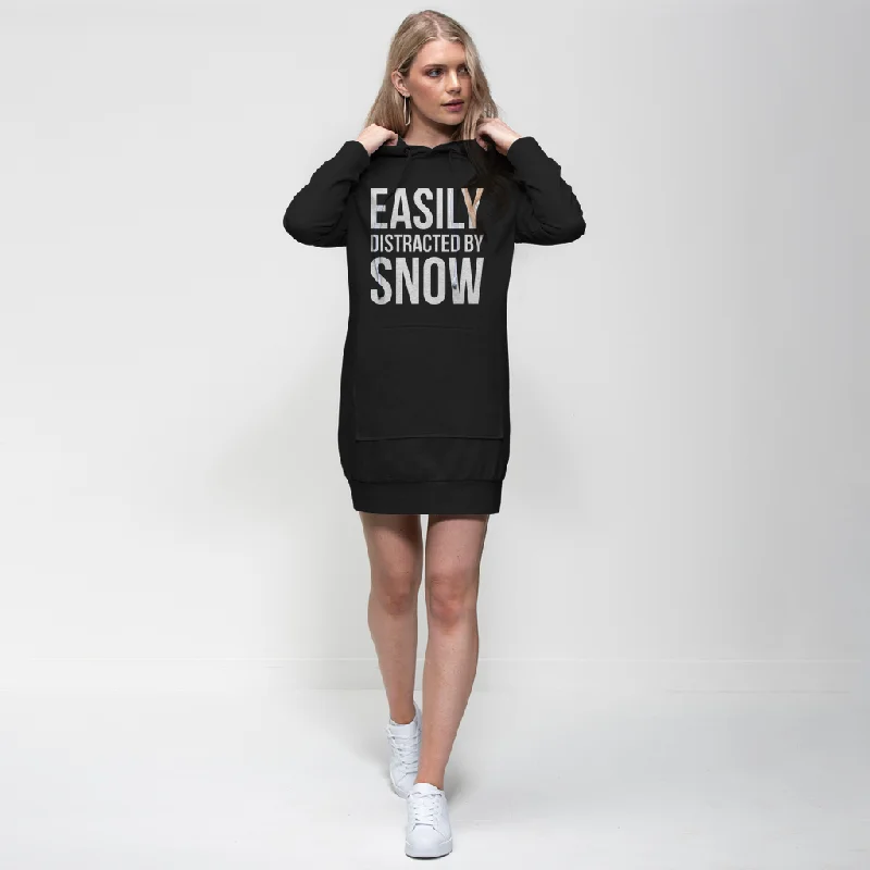 Price Fest Easily Distracted By Snow Premium Adult Hoodie Dress