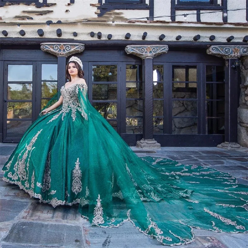 Special Offer casual dressHunter Green Off The Shoulder Quinceanera Dresses Appliques Birthday Party Gowns With Cape Pageant Graduation Sweet 16 Special Offer casual dressHunter Green Off The Shoulder Quinceanera Dresses Appliques Birthday Party Gowns With Cape Pageant Graduation Sweet 16