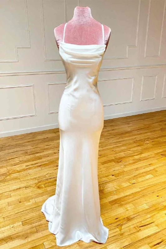 Limited Quantity wool dressStraps Sheath Ivory Long Formal Dress