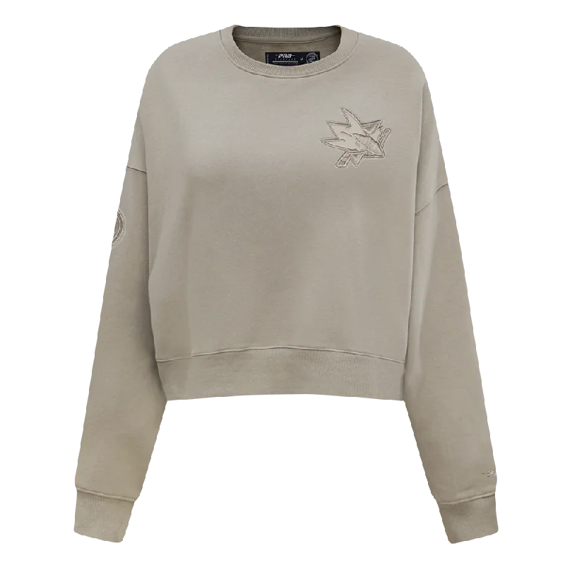 Special Price comfy workout wear hoodieNHL SAN JOSE SHARKS NEUTRAL WOMEN'S CREWNECK (TAUPE)