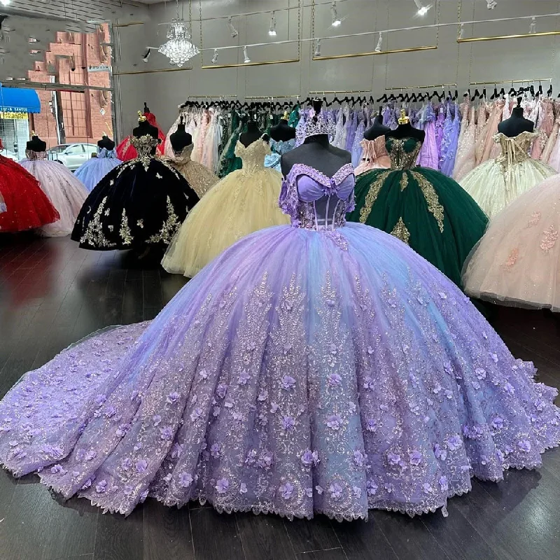 Warehouse Sale stylish party dressLight Purple Quincenara Dress 2024 Sparkly Beading Sequin Quinceañera XV Sweet 16 Ball Gown Vestidos De 15 Años