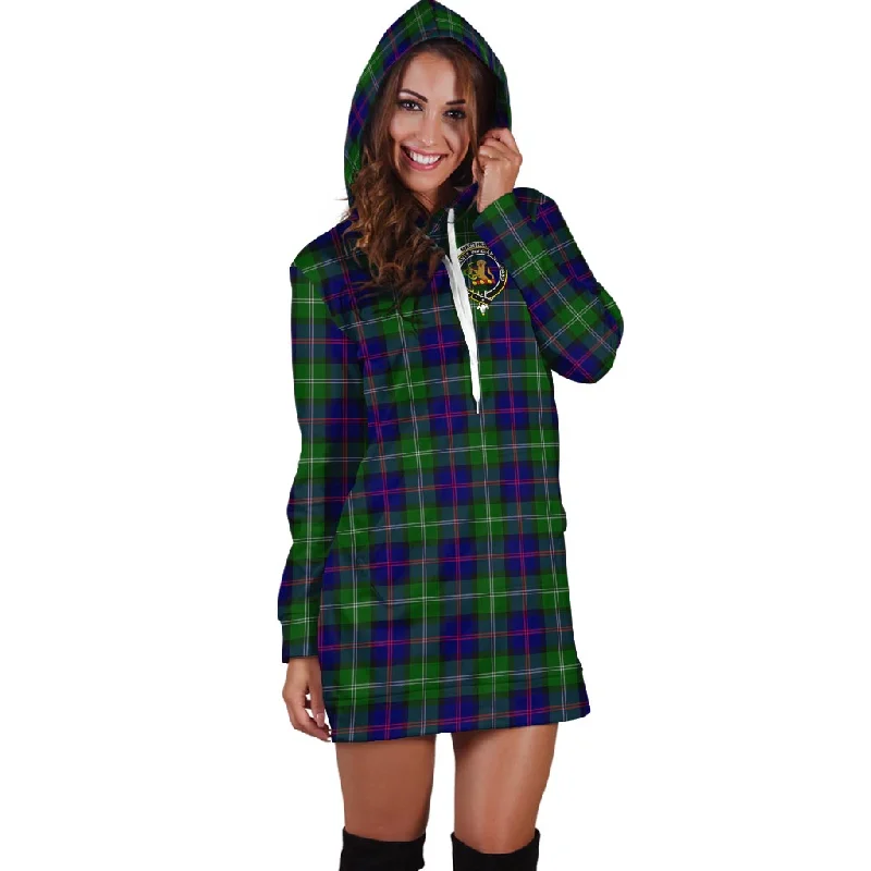 Discount Extravaganza MacThomas Modern Tartan Hoodie Dress with Family Crest