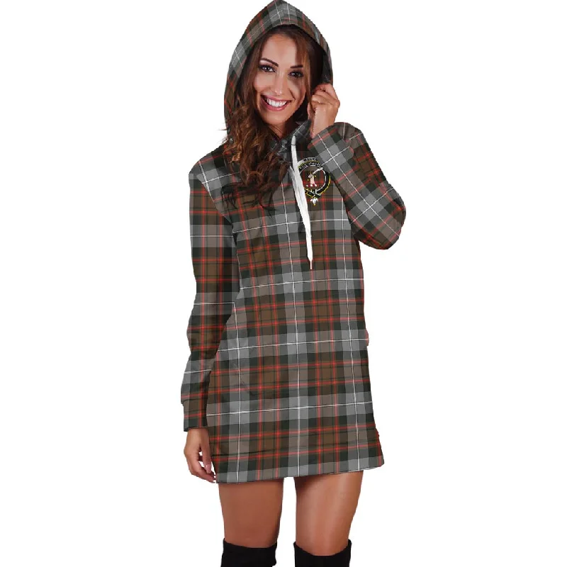 Friends and Family Sale MacRae Hunting Weathered Tartan Hoodie Dress with Family Crest