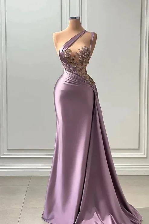 Fantastic Offers t-shirt dressElegant Long A-line One Shoulder Sleeveless Prom Dress With Appliques