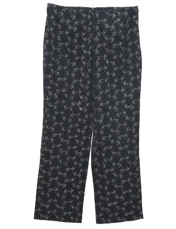 Black Embroidered Trousers - W30 L29