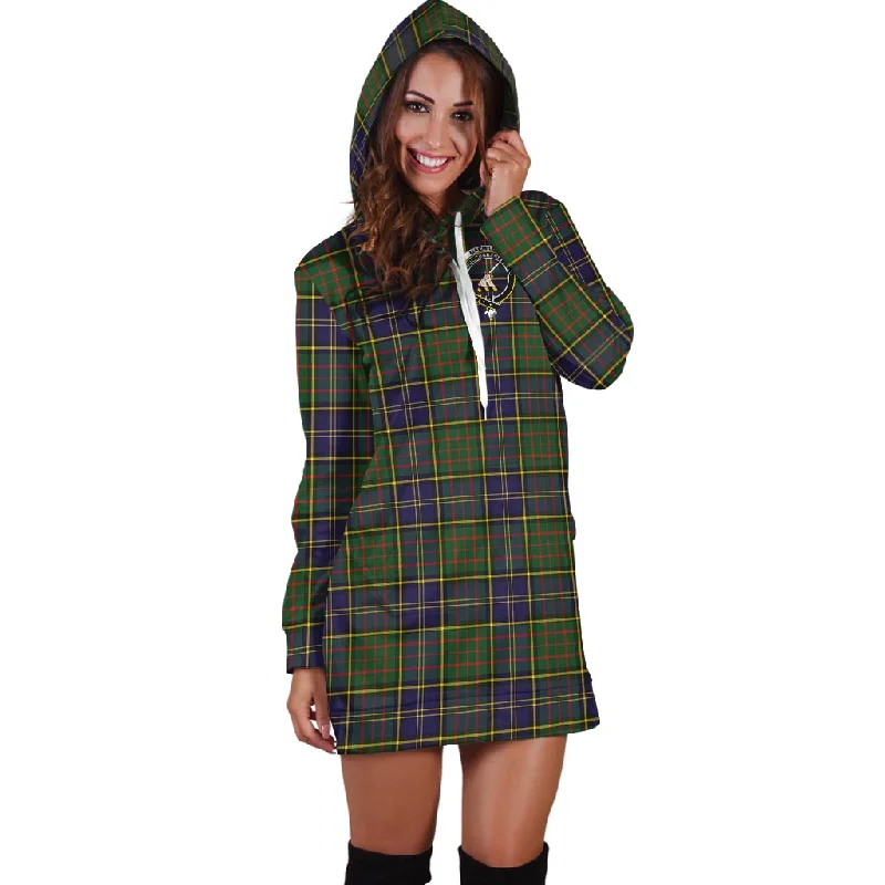 Mega Sale MacMillan Hunting Modern Tartan Hoodie Dress with Family Crest