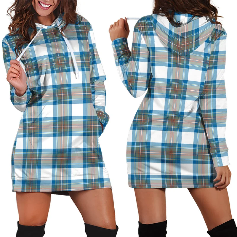 Extra Savings Stewart Muted Blue Tartan Hoodie Dress