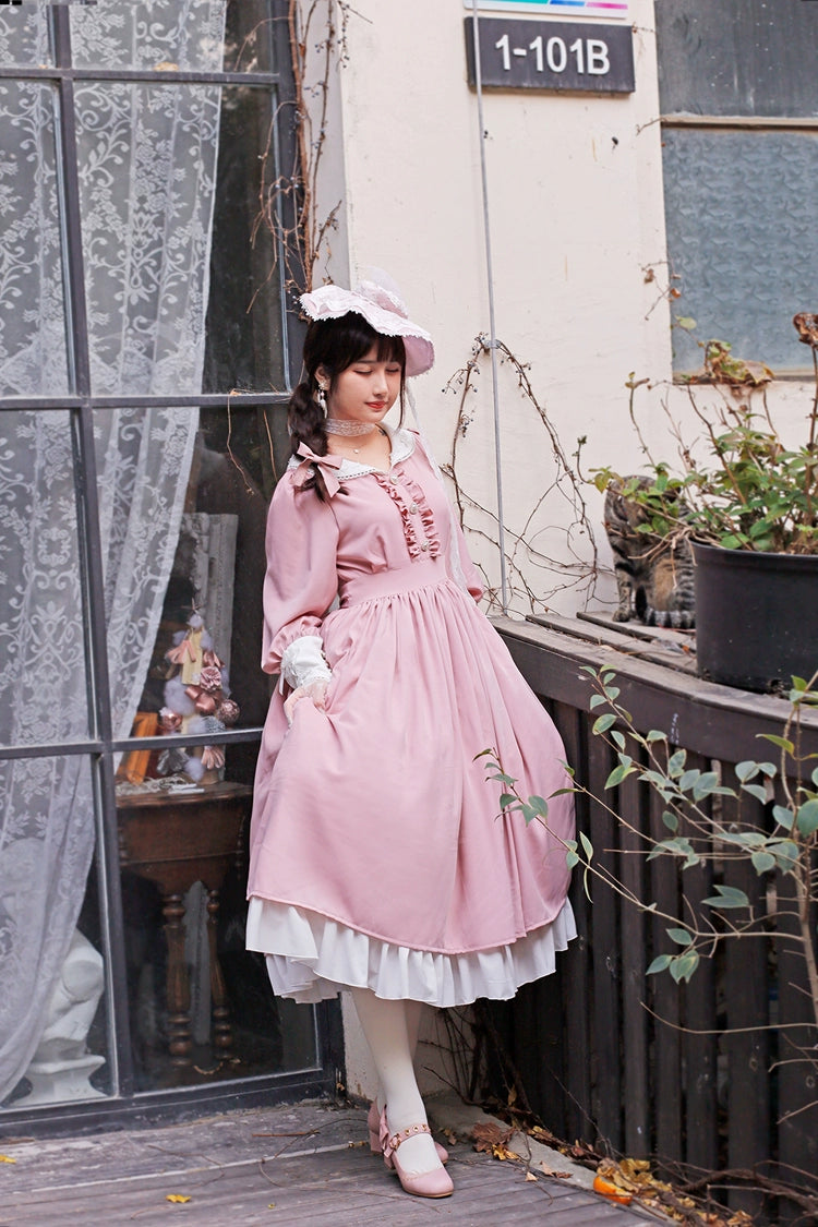 lace-up dress(BuyForMe) Sweet Wood~Lola's Diary~Multicolors Classic Lolita Plus Size OP Dress