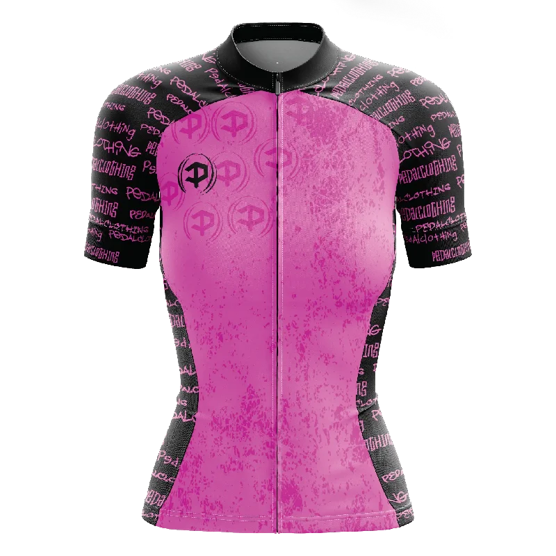 vibrant athletic hoodieWomen's Pink Grunge V1 Short Sleeve Cycling Jersey