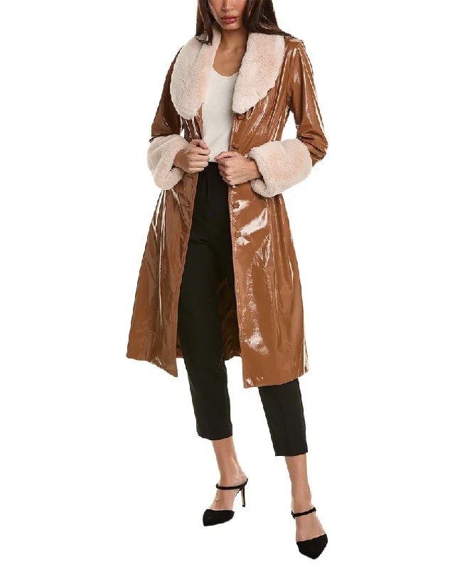 wool-blend coatElie Tahari Vegan Liquid Leather Coat