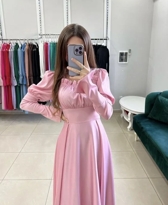 Extra Savings floral wrap dressPink A-line Long Sleeves Prom Dress,Pink Floor Length Dress Y6880 Extra Savings floral wrap dressPink A-line Long Sleeves Prom Dress,Pink Floor Length Dress Y6880