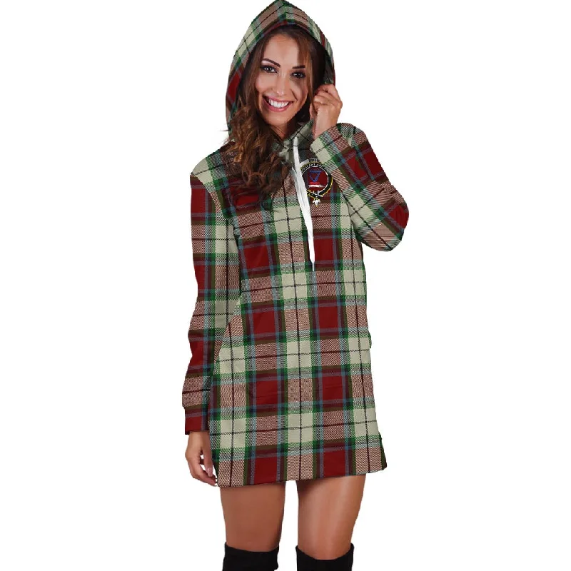 Don't Wait Rose White Dress Tartan Hoodie Dress with Family Crest