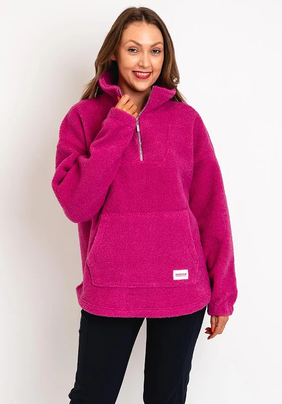 Bargain Bin soft pullover hoodieBarbour International Womens Thompson Quarter Zip Teddy Fleece, Fuchsia