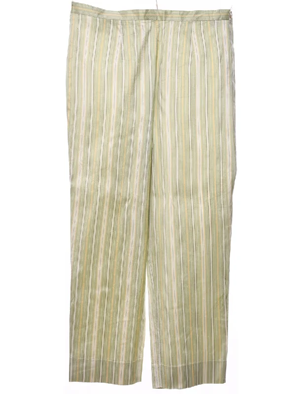 Instant Savings fashion coat with hoodStriped Light Green, White & Yellow 100% Silk Trousers - W32 L26 Instant Savings fashion coat with hoodStriped Light Green, White & Yellow 100% Silk Trousers - W32 L26
