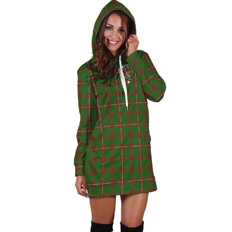 Deal Frenzy MacKinnon Hunting Modern Tartan Hoodie Dress with Family Crest