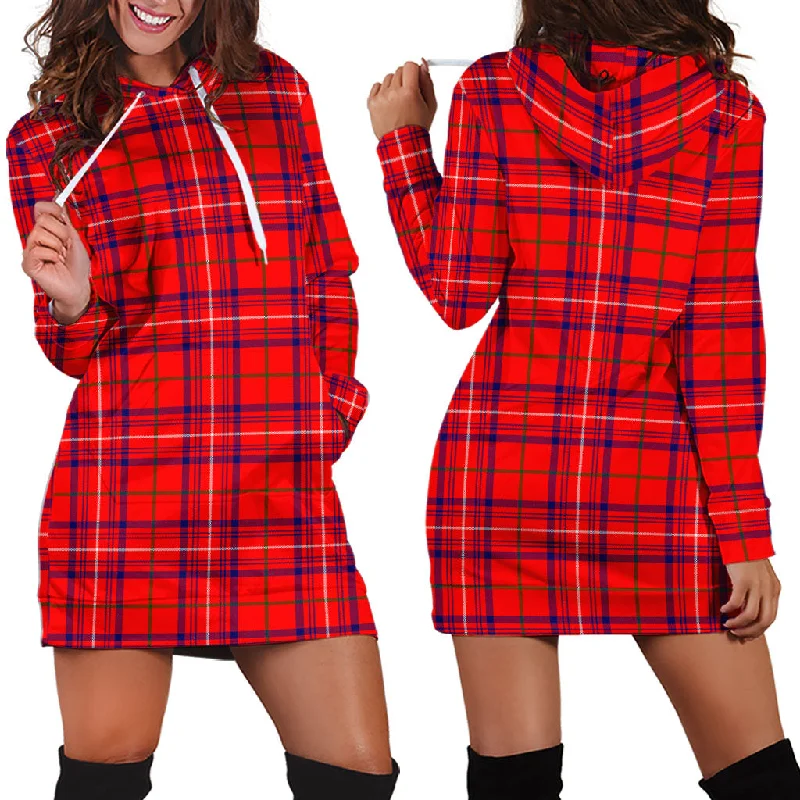 Can't Miss Rose Modern Tartan Hoodie Dress
