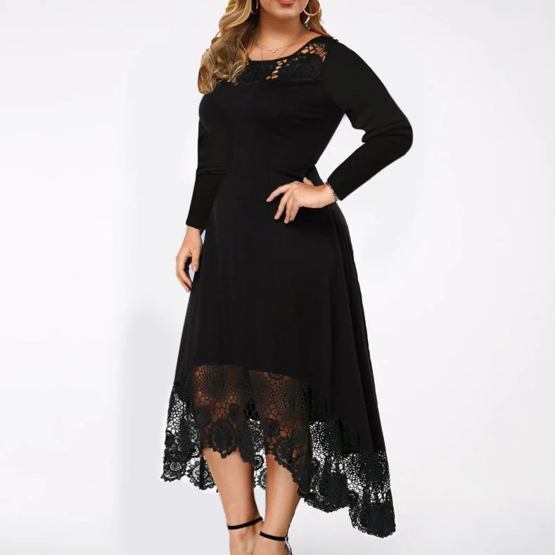 Huge Savings summer dressWomen's Solid Color Chest Wrap Lace High Waist Base Dress