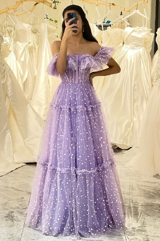 Exclusive Offers sleeveless dressOff the Shoulder A-line Evening Gowns Lilac Dot Tulle Lace Up Corset Long Prom Dress Sweetheart Ruched Quinceanera Dresses 2024 Exclusive Offers sleeveless dressOff the Shoulder A-line Evening Gowns Lilac Dot Tulle Lace Up Corset Long Prom Dress Sweetheart Ruched Quinceanera Dresses 2024