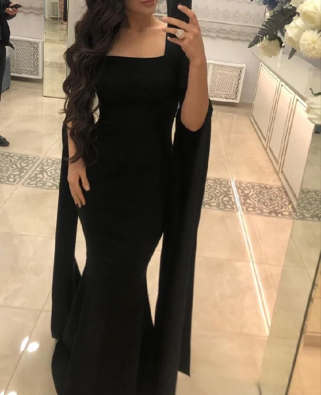 Doorbuster Deal ruched dressElegant Black Square Neckline Mermaid Evening Dress,Black Gala Dress Y5557 Doorbuster Deal ruched dressElegant Black Square Neckline Mermaid Evening Dress,Black Gala Dress Y5557