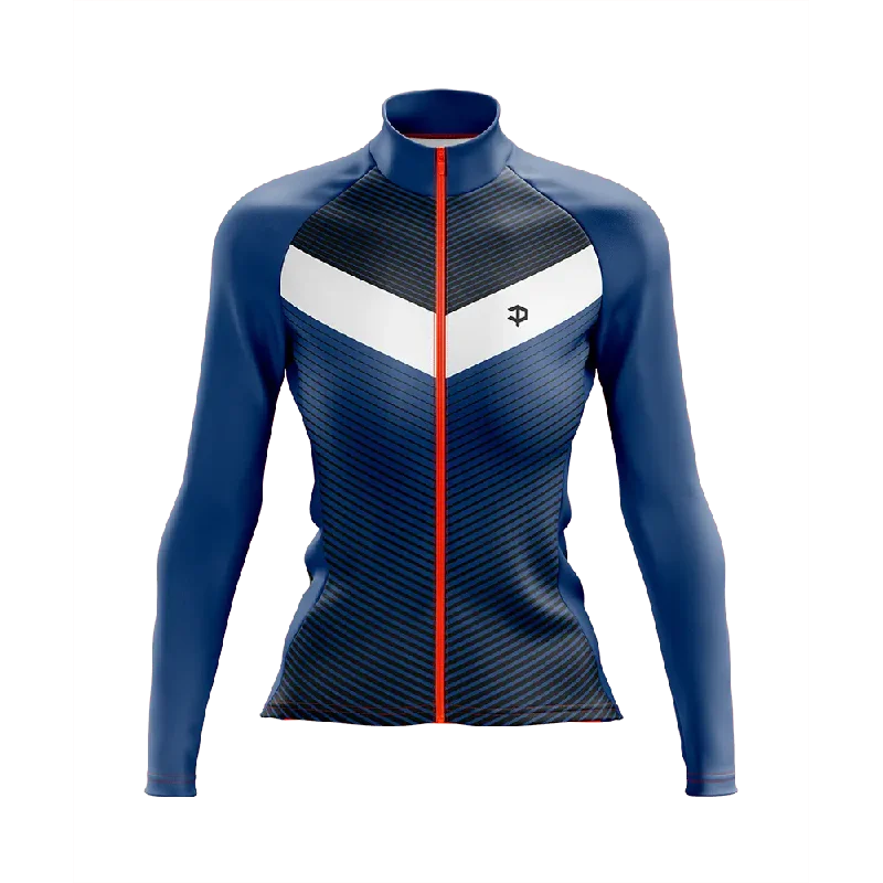 sleek workout sweatshirtWomen's V For Velo Blue Long Sleeve Cycling Jersey