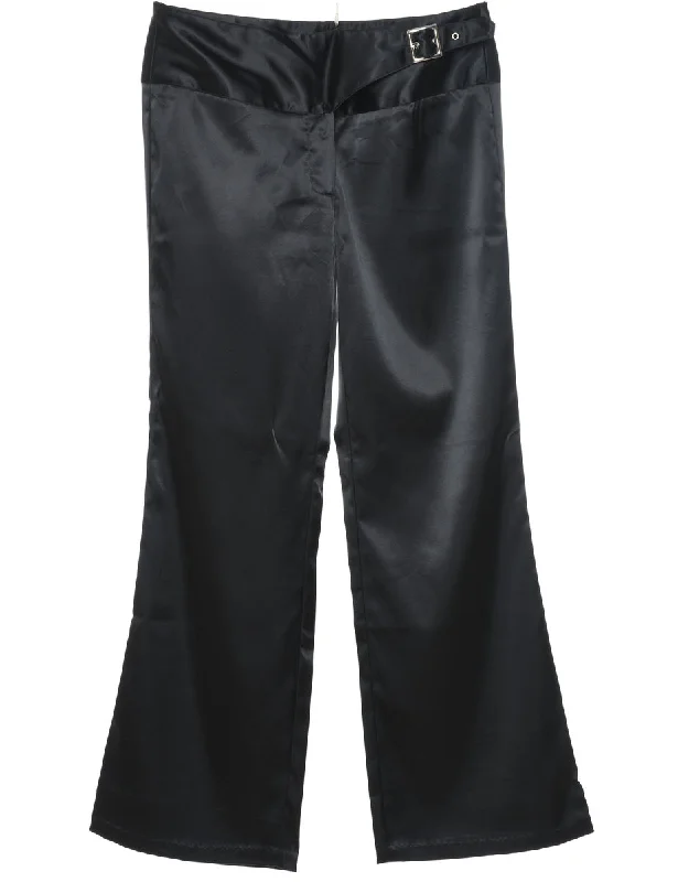 Steals and Deals comfortable winter coatBlack Y2K Buckle Detail Flared Trousers - W32 L29