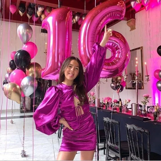 Bargain Blast stylish party dressFuchsia Long Sleeves Homecoming Dress,16th Birthday Outfit Dress  Y6990