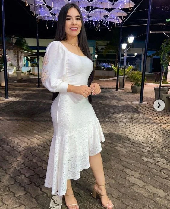 Act Fast elegant dressWhite Long Sleeves Party Gown,White Homecoming Dress Y6833