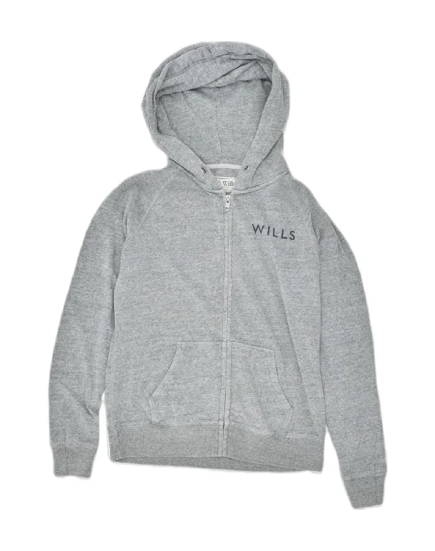 Limited Time Discount minimalist hooded sweatshirtJACK WILLS Womens Oversized Zip Hoodie Sweater UK 12 Medium Grey Cotton